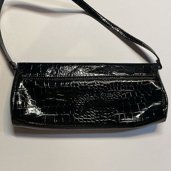 Anne Klein woman’s black handbag/purse/clutch style zebra pattern interior - Picture 2 of 6